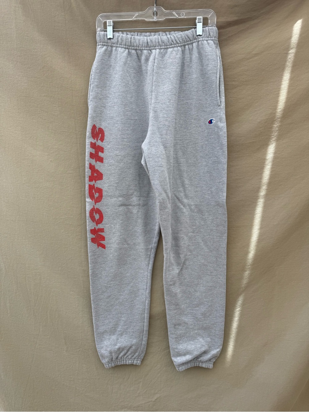 Shadow Hill Light Gray Sweatpants with Red Side 'SHADOW' Print
